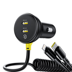 Baseus 4-in-1 90W Multi-Port Car Charger (Triple Type-C + Lightning | PD QC Fast Charging Adapter)