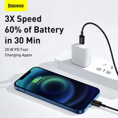 Baseus Superior Series 20 W PD Fast-Charging Cable | USB-C to iPhone | ABS + TPE | 0.25 m – 2 m (Black / White)