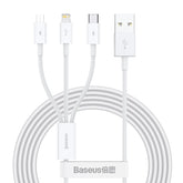 Baseus Superior Series USB-A to M+L+C Charging Cable White