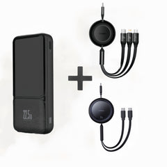 Bundle Set Box: MOVE SPEED S10 Ultra-thin Titanium Magnetic Power Bank 10000mAh PD20W + Baseus Bright Mirror 3-in-1 & One-for-Two Fast Charging Cable