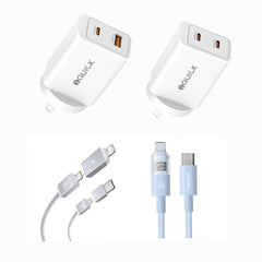 iQuick GaN II 45W Dual Charger + Baseus Versatile 60W Cable Set | Super Fast Charging Power Bundle