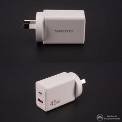 Tancotx PowerCube45 45W Dual-Port Fast Charger White