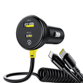 Baseus 4-in-1 60W Multi-Port Car Charger (USB-A + Dual Type-C + Lightning | Fast PD QC Charging Adapter)