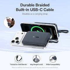 Baseus EnerFill FM11 Magnetic Power Bank with Built-in USB-C Cable 10000mAh 30W - Cosmic