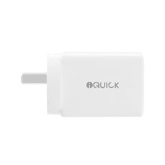 iQuick GaN II 45W Dual-USB-C Fast Charger | USB-C PD 3.0 2-Port (White)