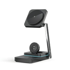 iQuick Twig T6 3-in-1 Foldable Wireless Charger Stand | Fast Charging Dock for Phone, Watch & Earbuds