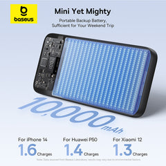 Baseus Lipow 10000mAh Dual-Cable Power Bank with Digital Display (Cosmic) – 22.5W Fast Charge, Built-in USB-C & Lightning