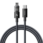 Baseus Display 2 20W Fast-Charging USB-C to iPhone Cable with Digital Display (1 m&2m, Cosmic Black & White)