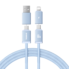 Baseus Versatile Two-for-Two 4-in-1 Fast-Charging Cable | USB-A & USB-C to USB-C & Lightning | PD 60W (1 m / 2 m, Cosmic Black)