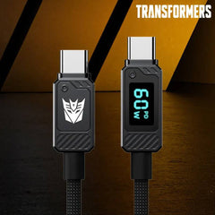 Transformers TF-A18 Type-C to Type-C PD Fast Charging Data Cable (60W / 100W, 1M, Digital Display)