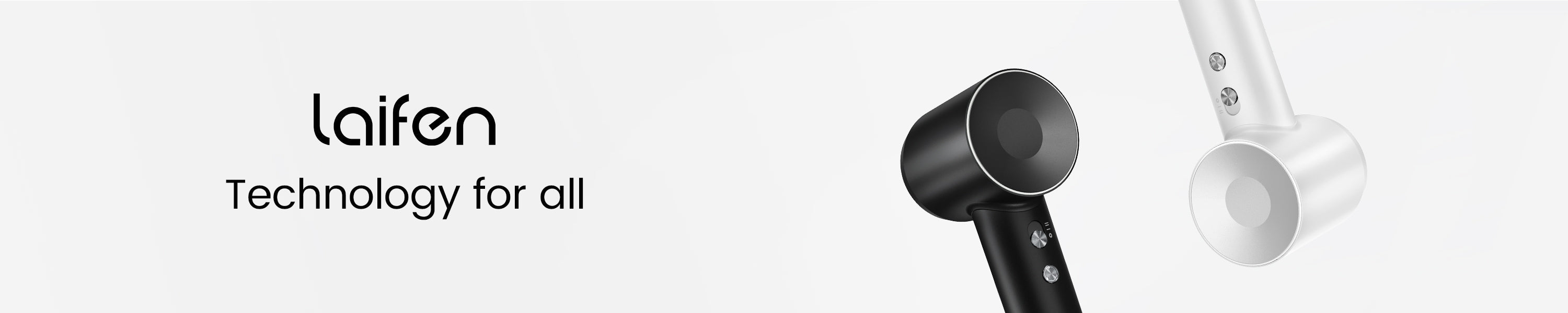 Laifen high-speed smart hair dryers banner – Technology for All, black and white models