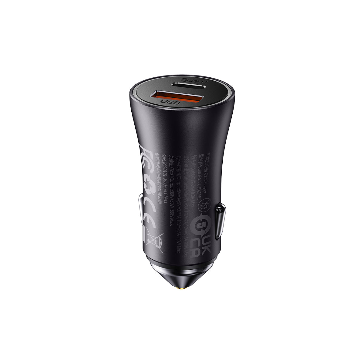 Baseus Golden Contactor Max 60W USB-C + USB-A Dual-Port Car Charger