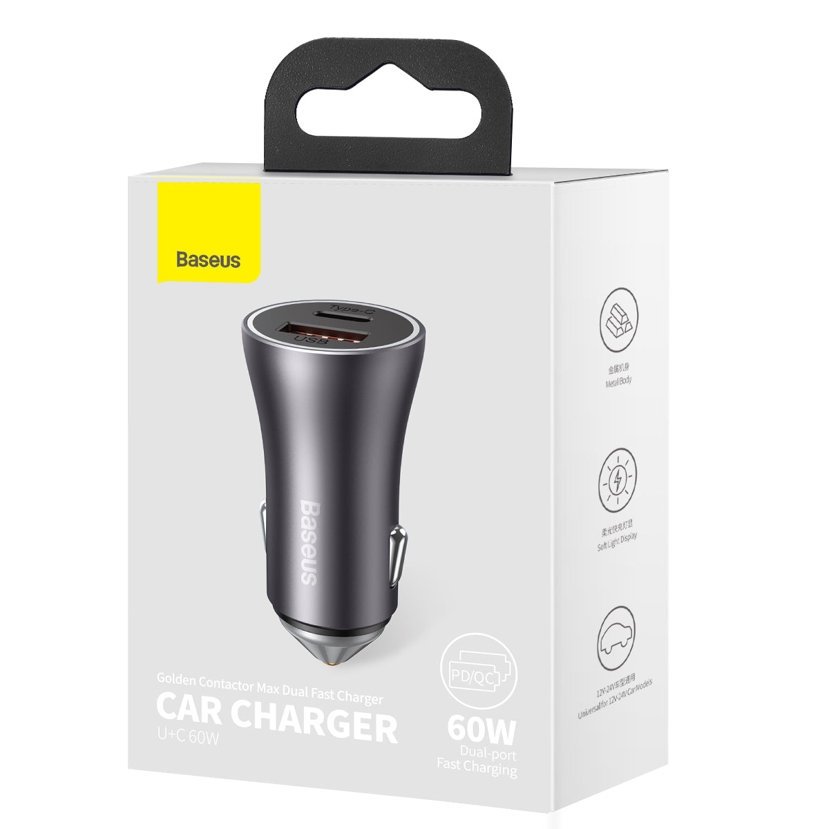 Baseus Golden Contactor Max 60W USB-C + USB-A Dual-Port Car Charger