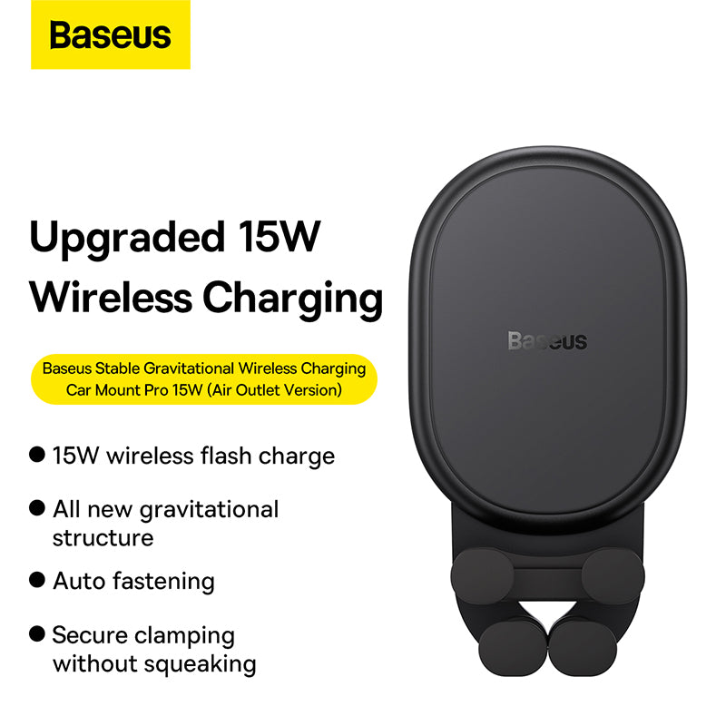 Baseus Stable Gravitational Wireless Charging Car Mount Pro 15W Black