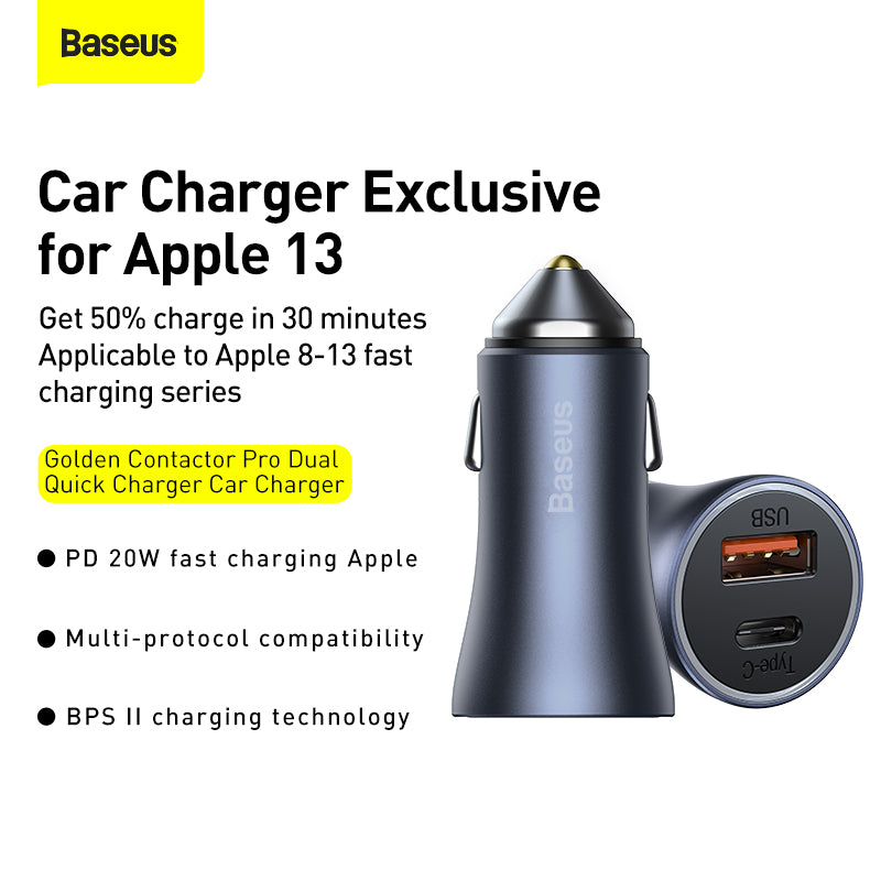 Baseus Golden Contactor Pro Car Charger (Dark Gray) - C+A