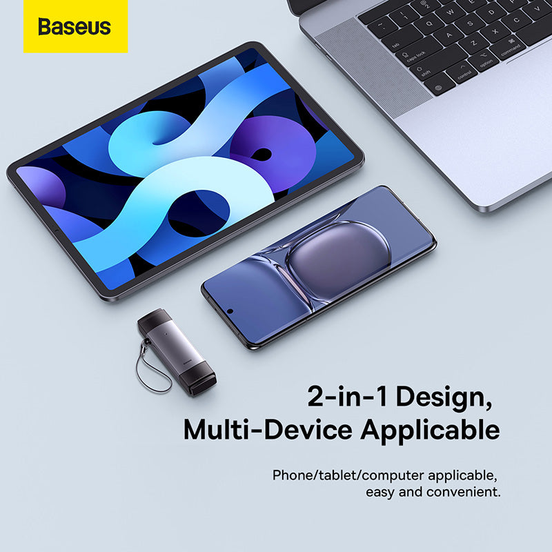 Baseus Lite Series USB-A & Type-C to SD/TF Card Reader -Dark Gray