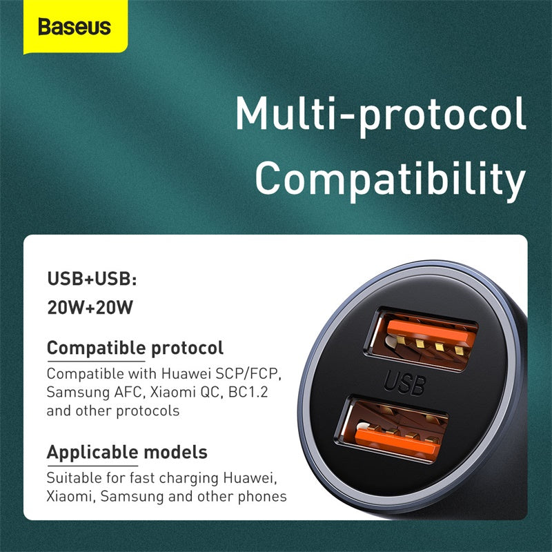 Baseus Golden Contactor Pro Car Charger (Dark Gray) - 2A