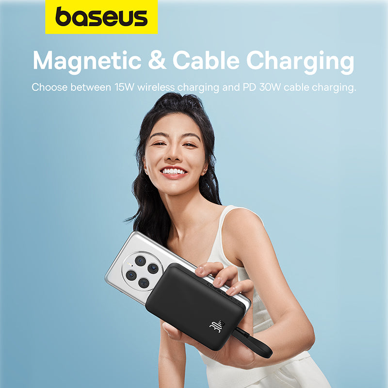Baseus Magnetic Mini 10K 30W Wireless Charging Power Bank with Charging Cable