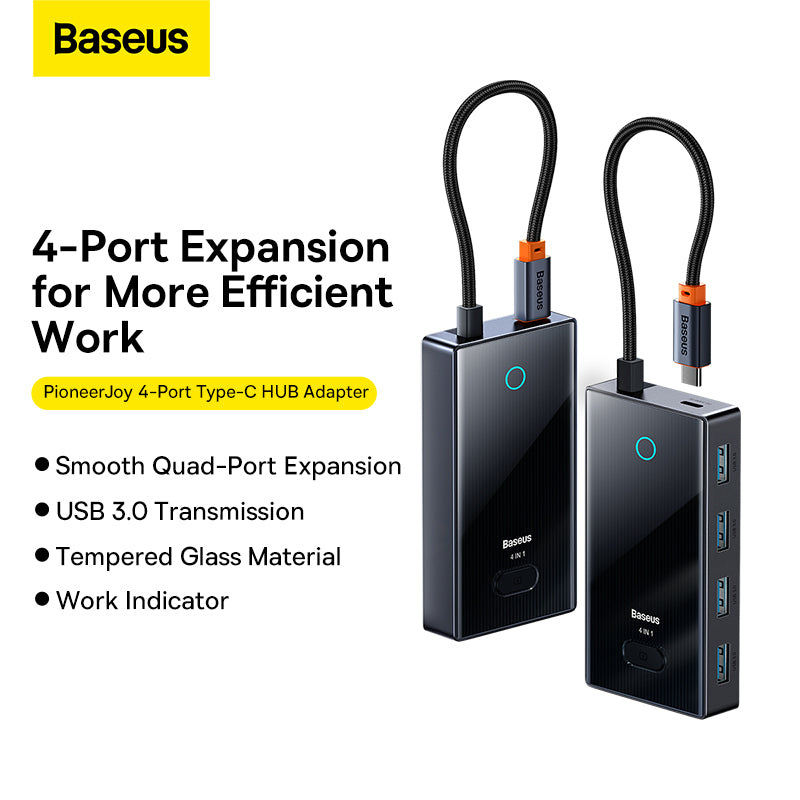 Baseus PioneerJoy 4-Port Type-C HUB Adapter Gray