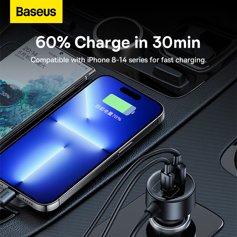 Baseus High Efficiency Pro 2-in-1 Car Charger (Black) - 1C1A