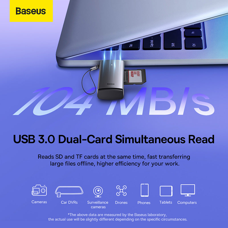 Baseus Lite Series Adapter SD / TF USB Card Reader-Dark Gray