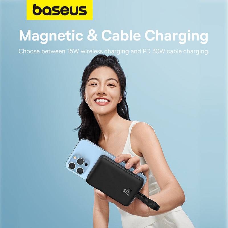 Baseus Magnetic Mini 10K 20W Wireless Charging Power Bank with Charging Cable