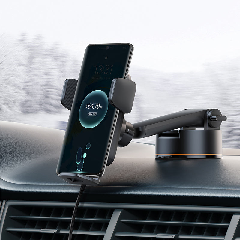 Baseus Wisdom Induction Charger Car Mount On The Dashboard (Suction Cup) -Black