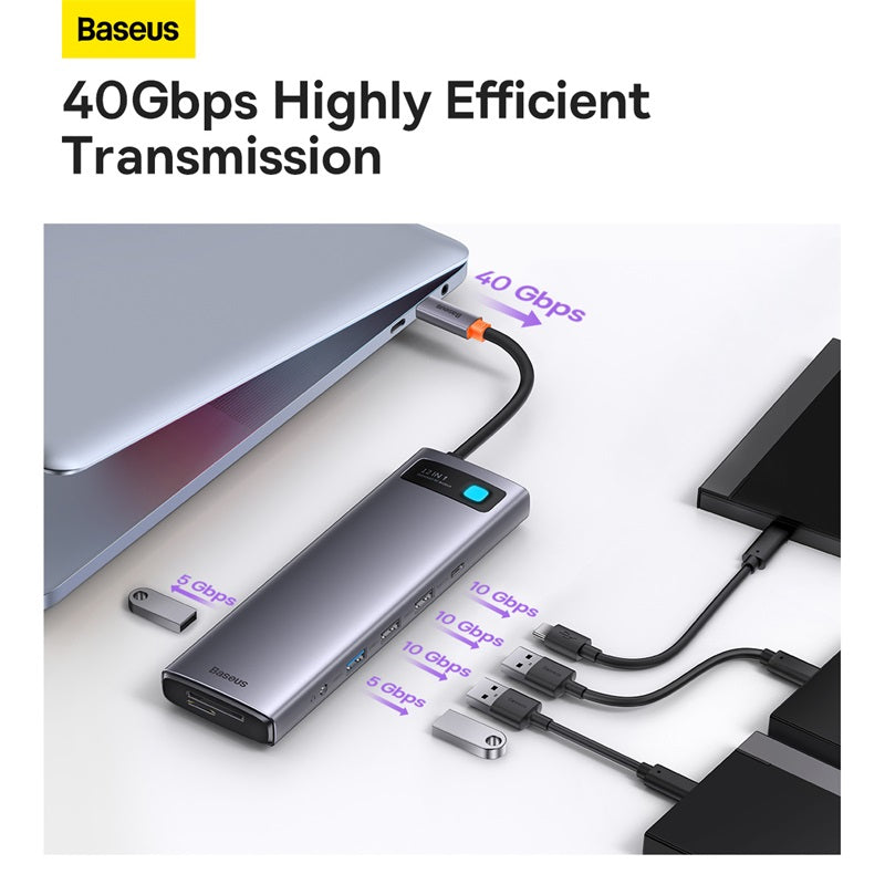 Baseus Metal Gleam Series 12-in-1 Multifunctional Type-C HUB Docking Station Gray