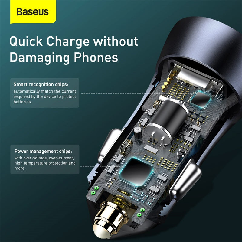 Baseus Golden Contactor Pro Car Charger (Dark Gray) - C+A