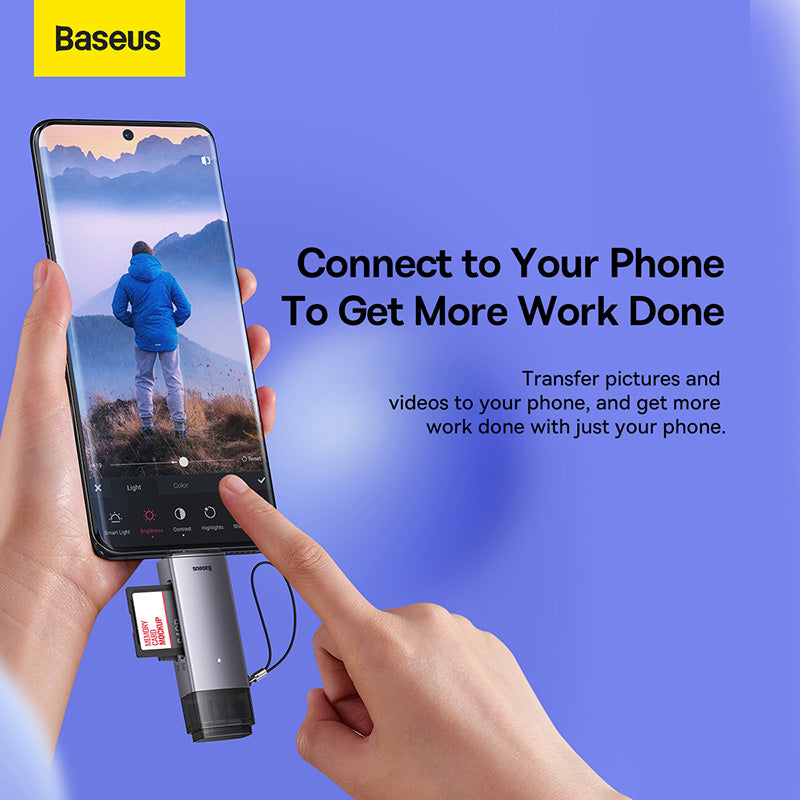 Baseus Lite Series USB-A & Type-C to SD/TF Card Reader -Dark Gray