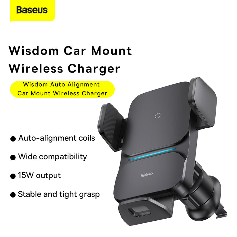 Baseus Wisdom Auto Alignment Wireless Charging Car Mount  Black