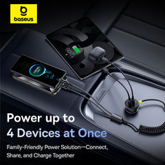Baseus 4-in-1 90W Triple Type-C + Lightning Multi-Port  PD QC Fast Car Charger