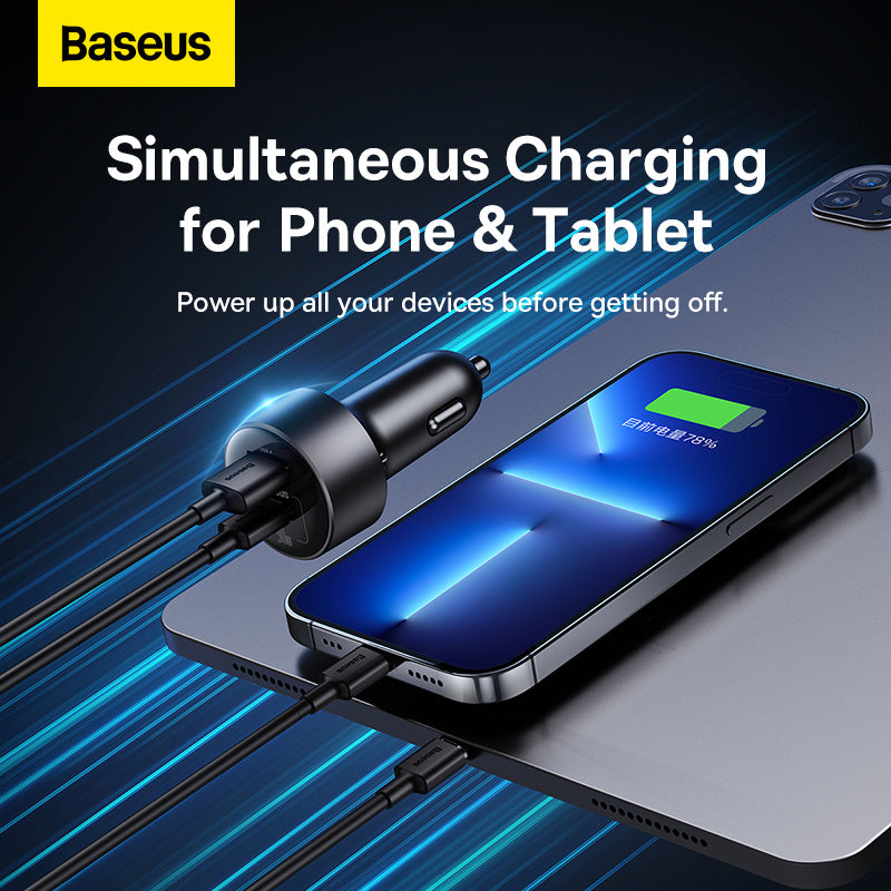 Baseus High Efficiency Pro 2-in-1 Car Charger (Black) - 1C1A