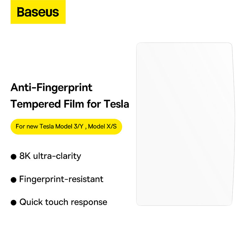 Baseus 0.3mm Full-glass Crystal Anti-fingerprint Tempered Glass Film For Tesla model 3/Y 15inch (pack+Pasting Artifact) Transparent