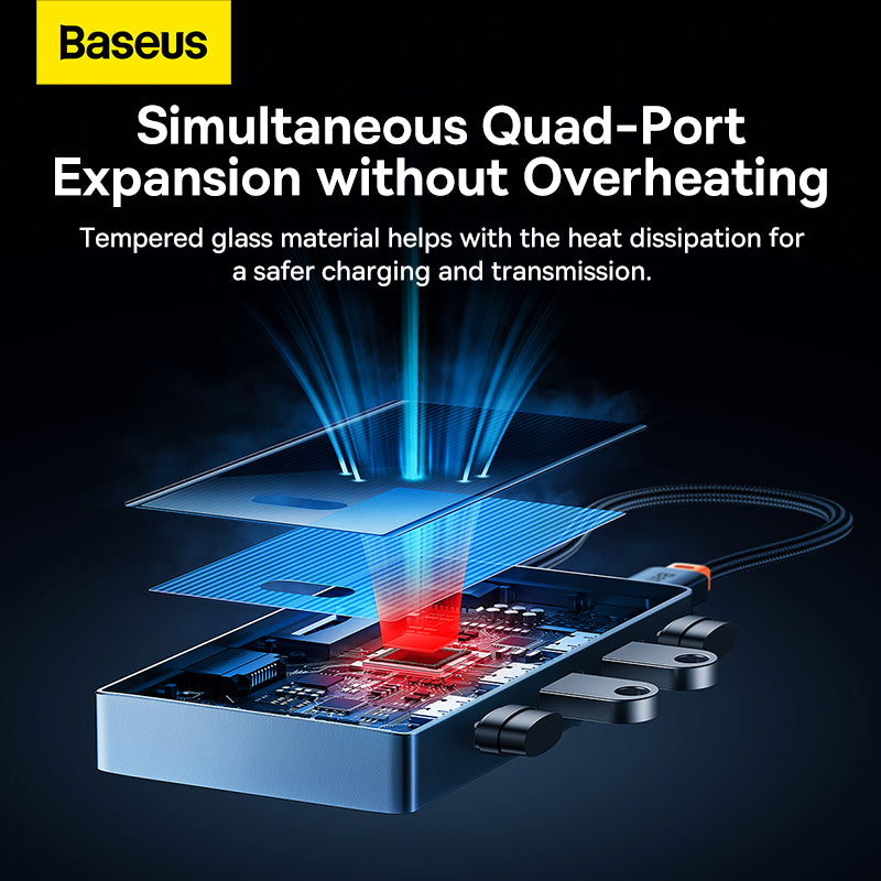 Baseus PioneerJoy 4-Port Type-C HUB Adapter Gray