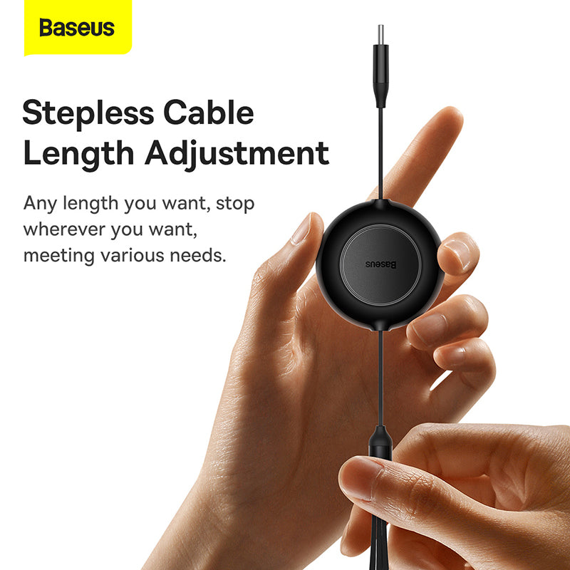 Baseus Bright Mirror 2 Series Retractable 3-in-1 Fast Charging  Data Cable  Black