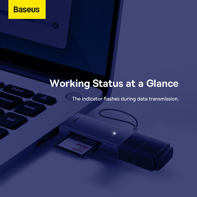 Baseus Lite Series USB-A & Type-C to SD/TF Card Reader -Dark Gray