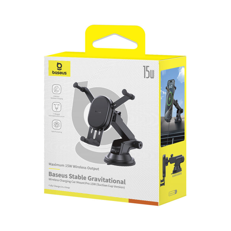 Baseus Stable Gravitational Wireless Charging Car Mount Pro 15W Cluster Black