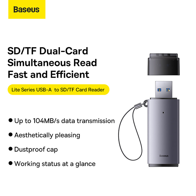 Baseus Lite Series Adapter SD / TF USB Card Reader-Dark Gray