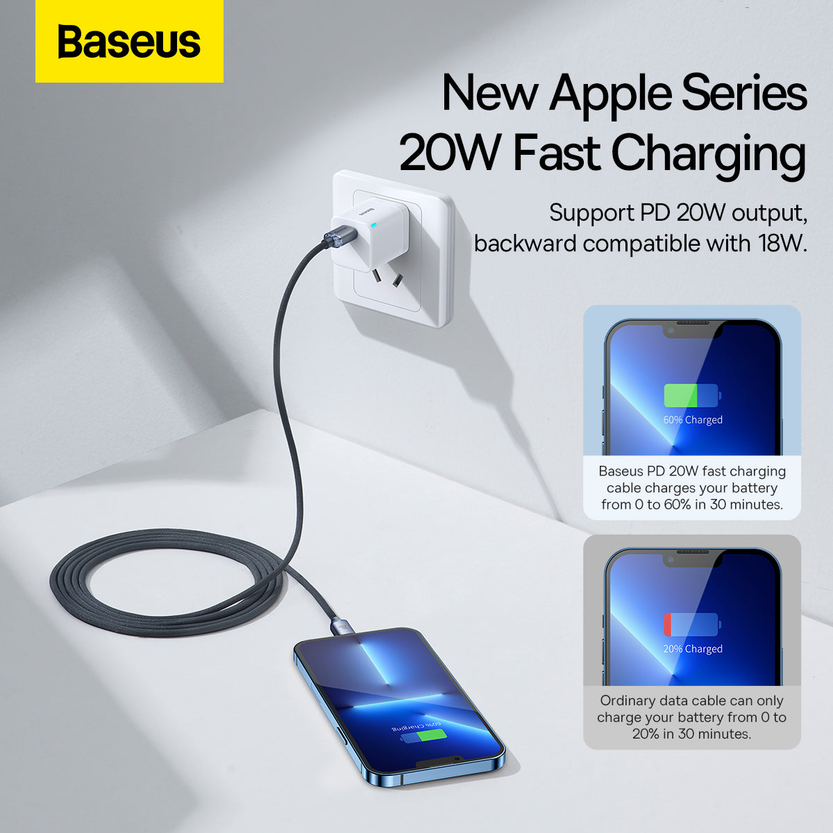 Baseus Crystal Shine Series Type-C to Lightning Charging Cable 20W 2M Black