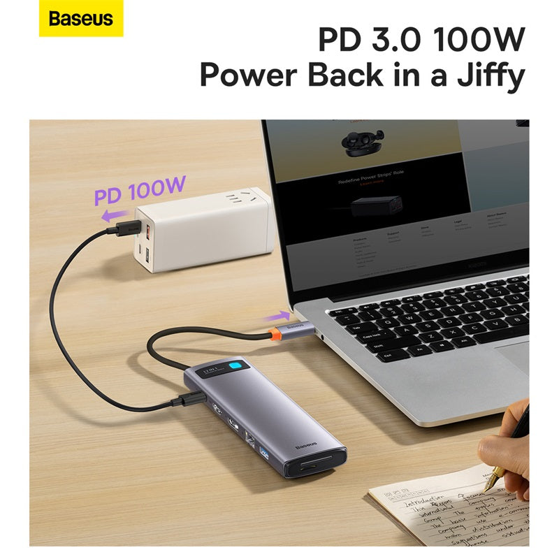 Baseus Metal Gleam Series 12-in-1 Multifunctional Type-C HUB Docking Station Gray
