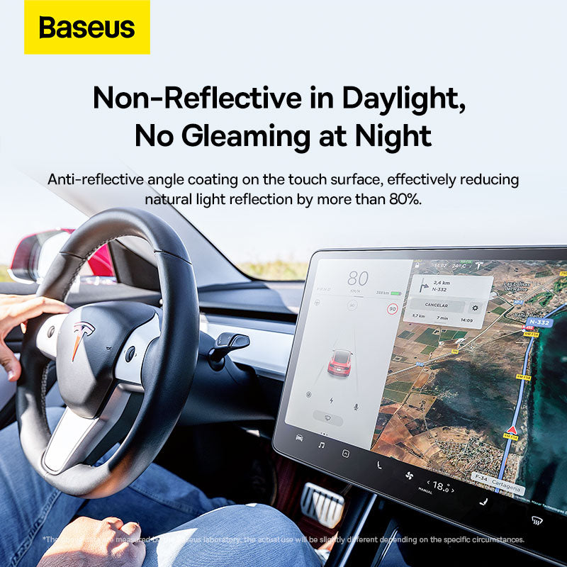 Baseus 0.3mm Full-glass Crystal Anti-fingerprint Tempered Glass Film For Tesla model 3/Y 15inch (pack+Pasting Artifact) Transparent