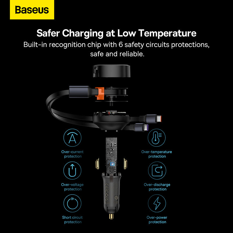 Baseus Enjoyment Pro 2-in-1 Car Charger (Black) - 2C