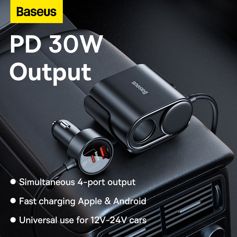 Baseus High Efficiency Pro 2-in-1 Car Charger (Black) - 1C1A