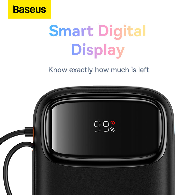Baseus Qpow2 20K 22.5W Dual-Cable Digital Display 3-Port Power Bank