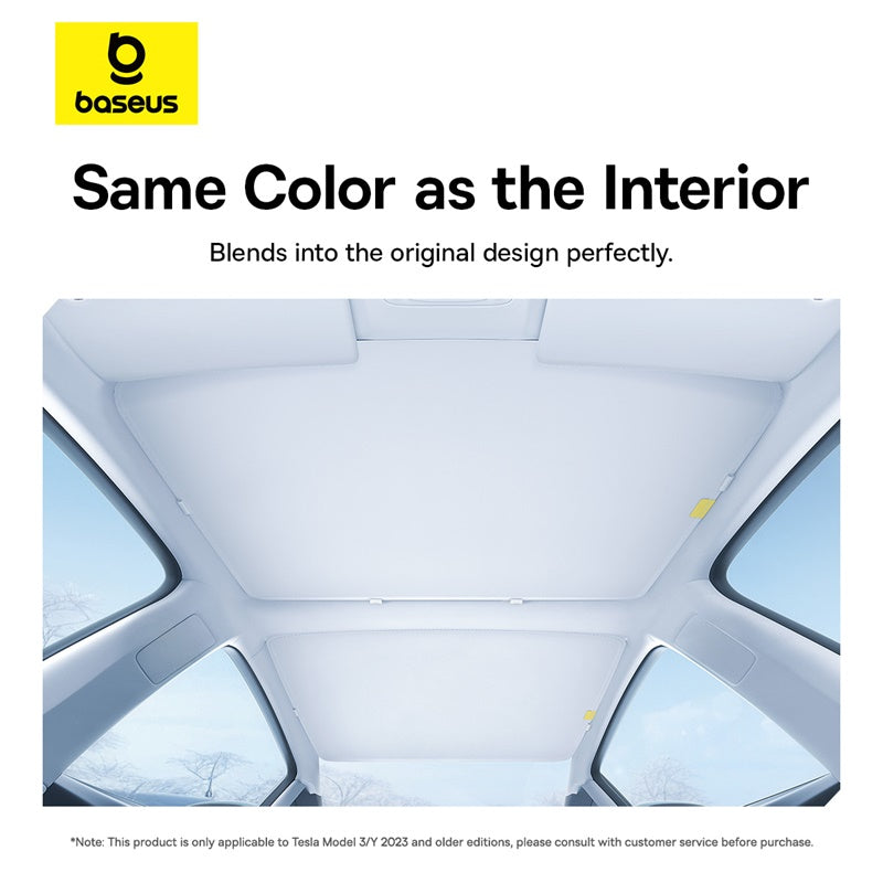 Baseus T-Space Series Car Skylight Sunshade For Tesla Model 3 Double Layer Version Moon White