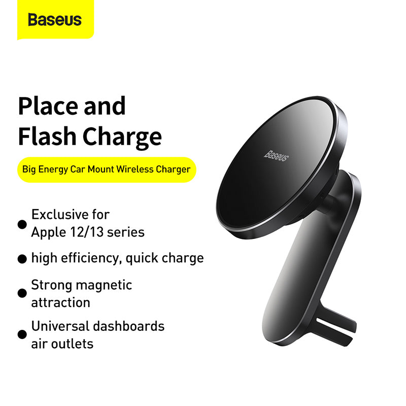 Baseus Big Energy Wireless Charging Car Mount 15W Black