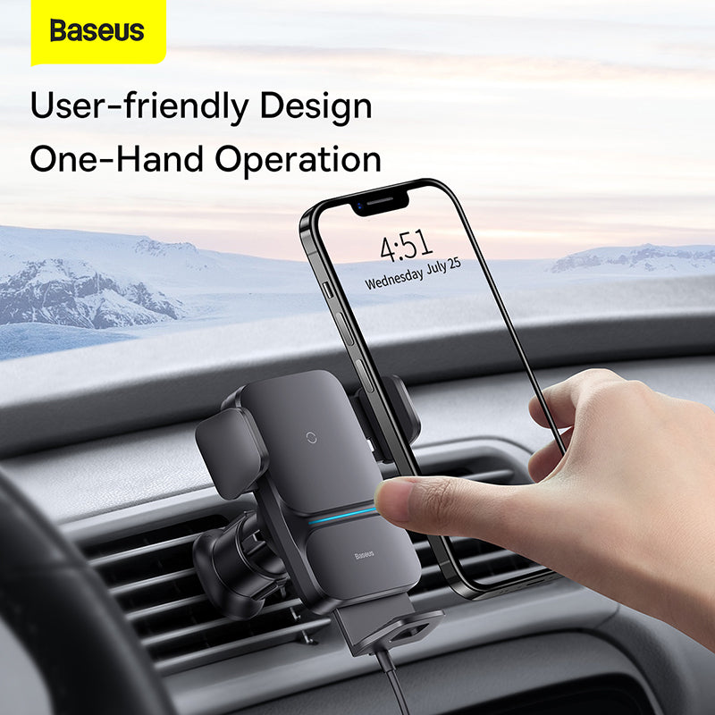 Baseus Halo Electric Wireless Charging Car Mount 15W Black