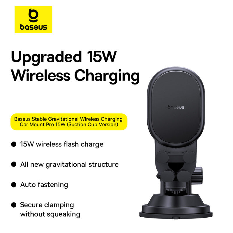 Baseus Stable Gravitational Wireless Charging Car Mount Pro 15W Cluster Black