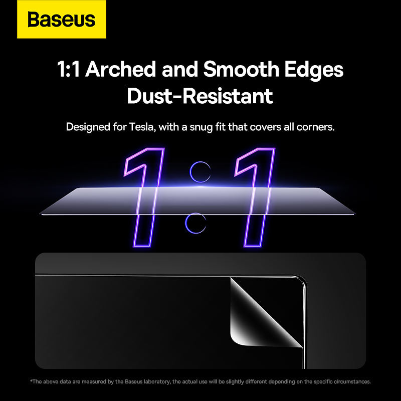 Baseus 0.3mm Full-glass Crystal Anti-fingerprint Tempered Glass Film For Tesla model 3/Y 15inch (pack+Pasting Artifact) Transparent